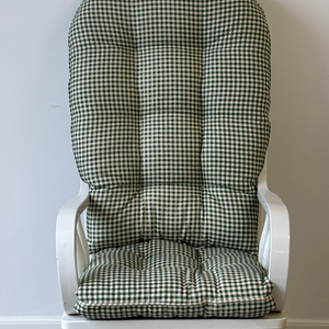 fir green gingham fabric glider rocker replacement cushions on a glider rocking chair