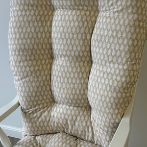 glider rocker with replacement cushions in nadia sand fabric