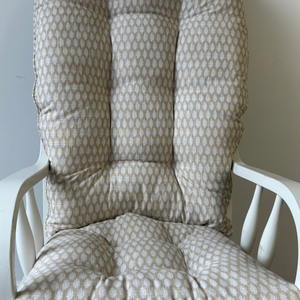 glider rocker with replacement cushions in nadia sand fabric