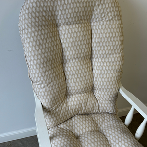 glider rocker with replacement cushions in nadia sand fabric