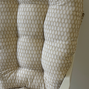 glider rocker with replacement cushions in nadia sand fabric