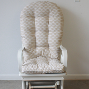 glider rocker with replacement cushions in nadia sand fabric