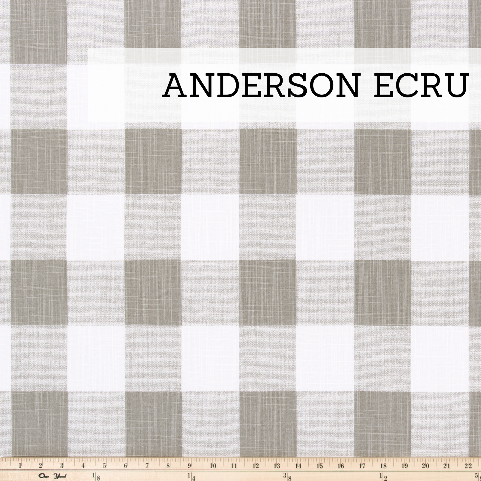 Upholstery fabric for glider replacement cushions in ecru and white buffalo plaid