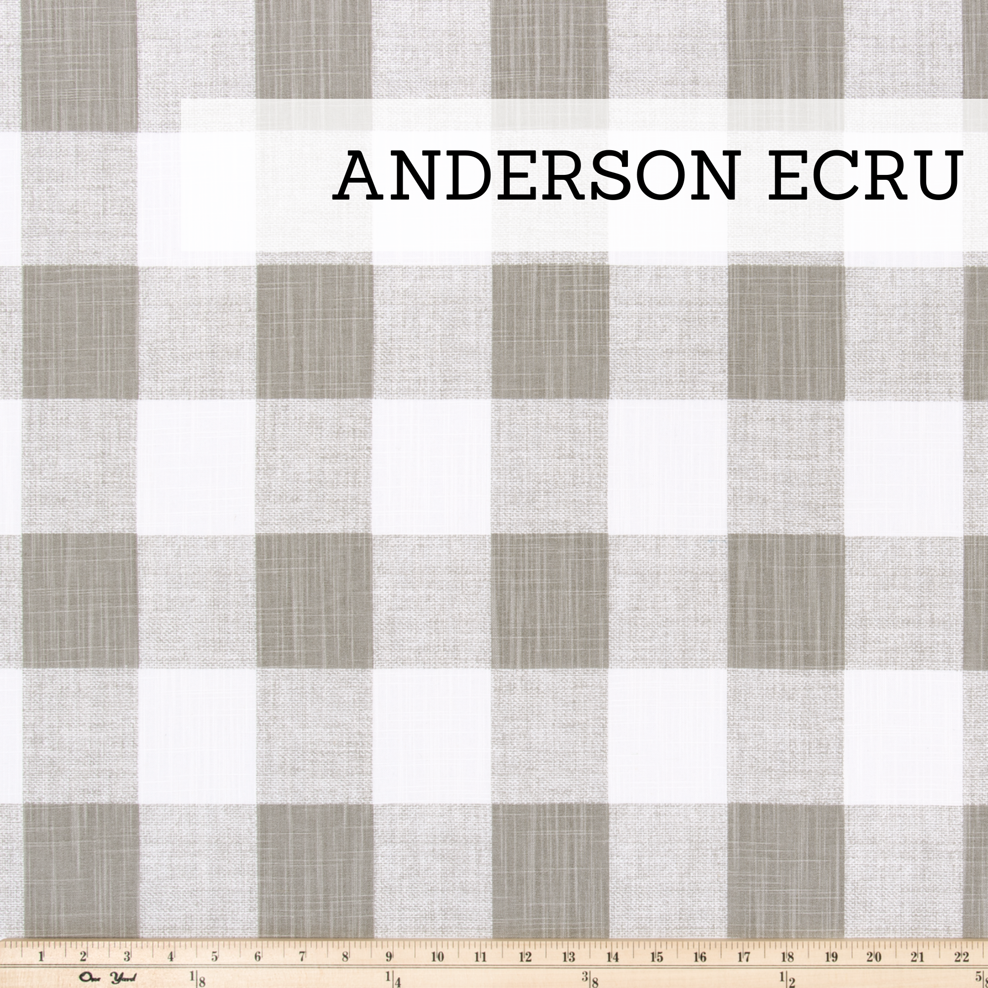 Upholstery fabric for glider replacement cushions in ecru and white buffalo plaid