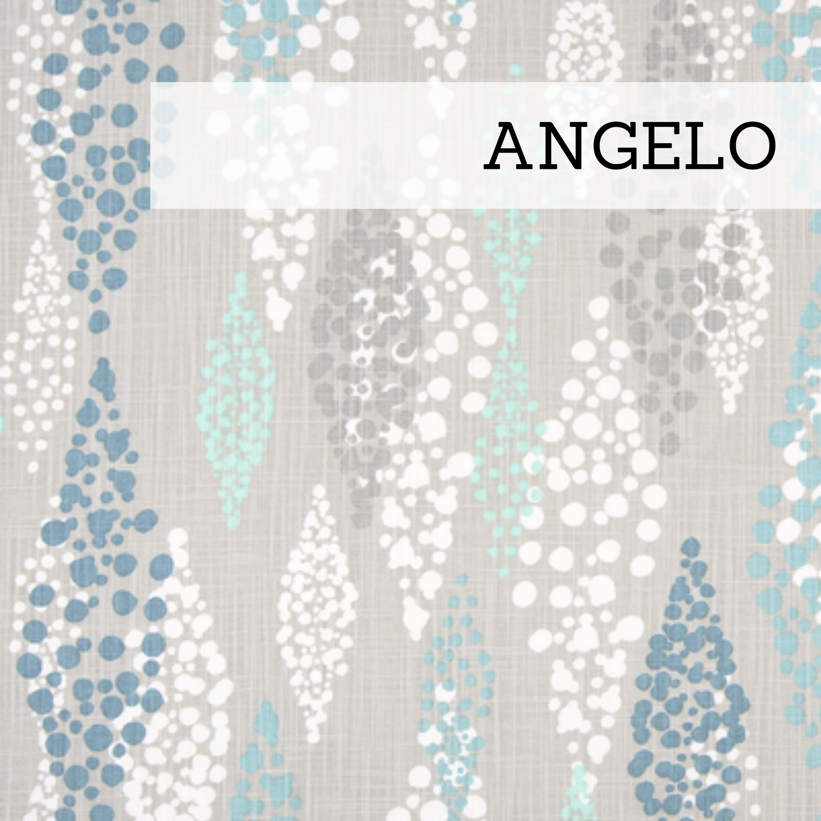 Blue, turquoise, white and gray upholstery fabric with stylized diamonds for glider replacement cushions