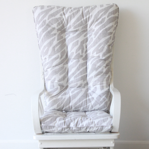 rocker or glider rocker replacement cushions in gray zebra fabric