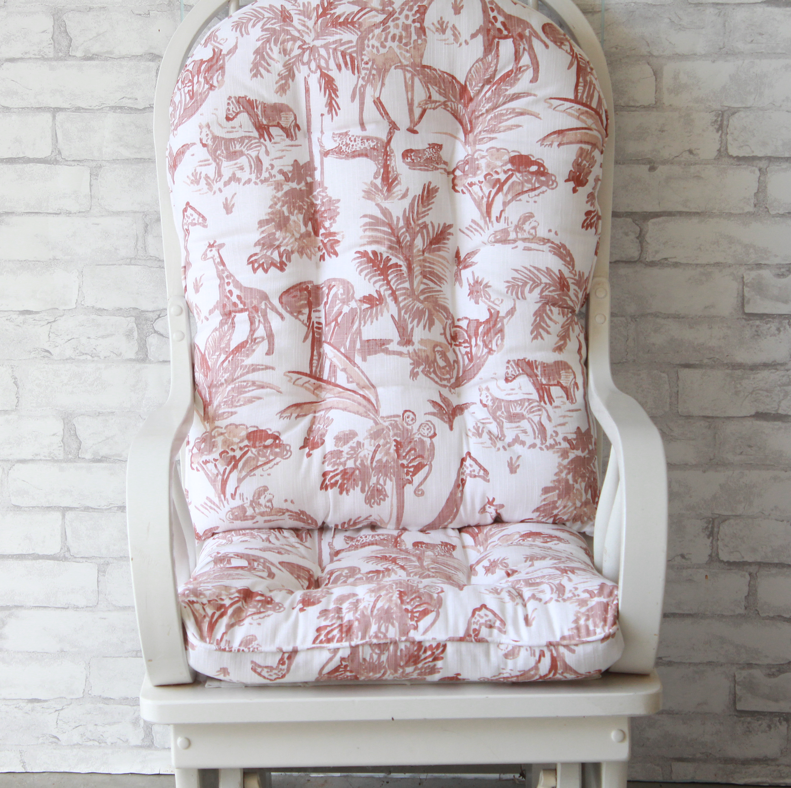 tufted replacement cushions for glider rocking chairs with safari animals