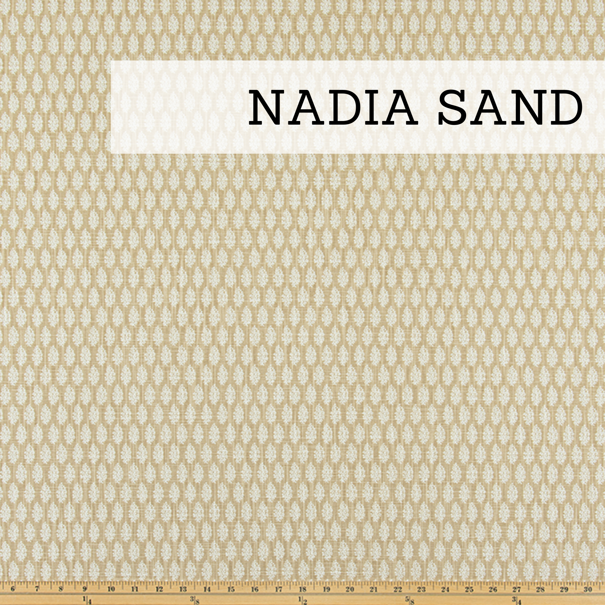 swatch of sand colored leaf fabric for glider rocker replacement cushions, wingback glider replacement cushions, traditional rocking chair cushions, arm rest covers or ottoman cushions