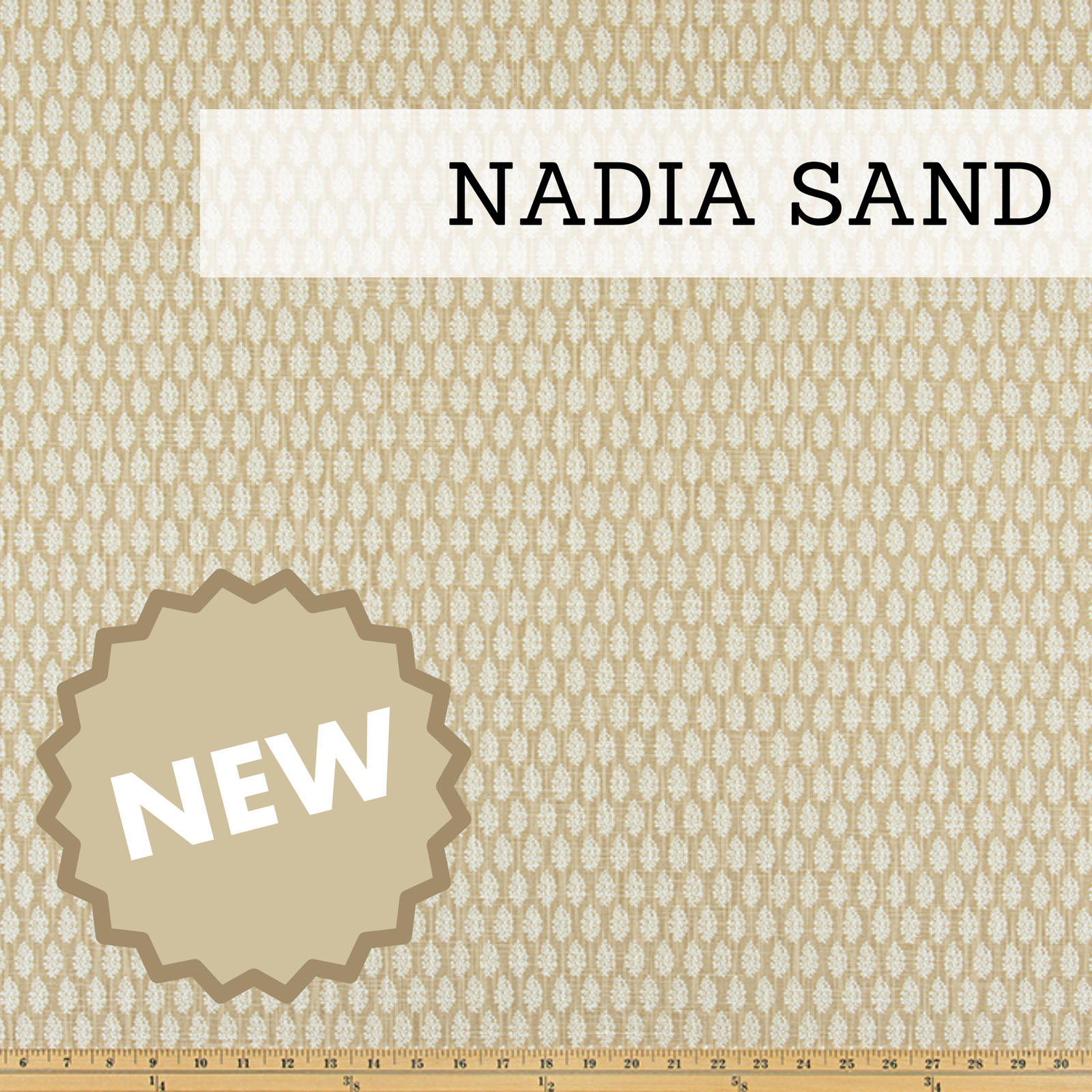 swatch of sand colored leaf fabric for glider rocker replacement cushions, wingback glider replacement cushions, traditional rocking chair cushions, arm rest covers or ottoman cushions