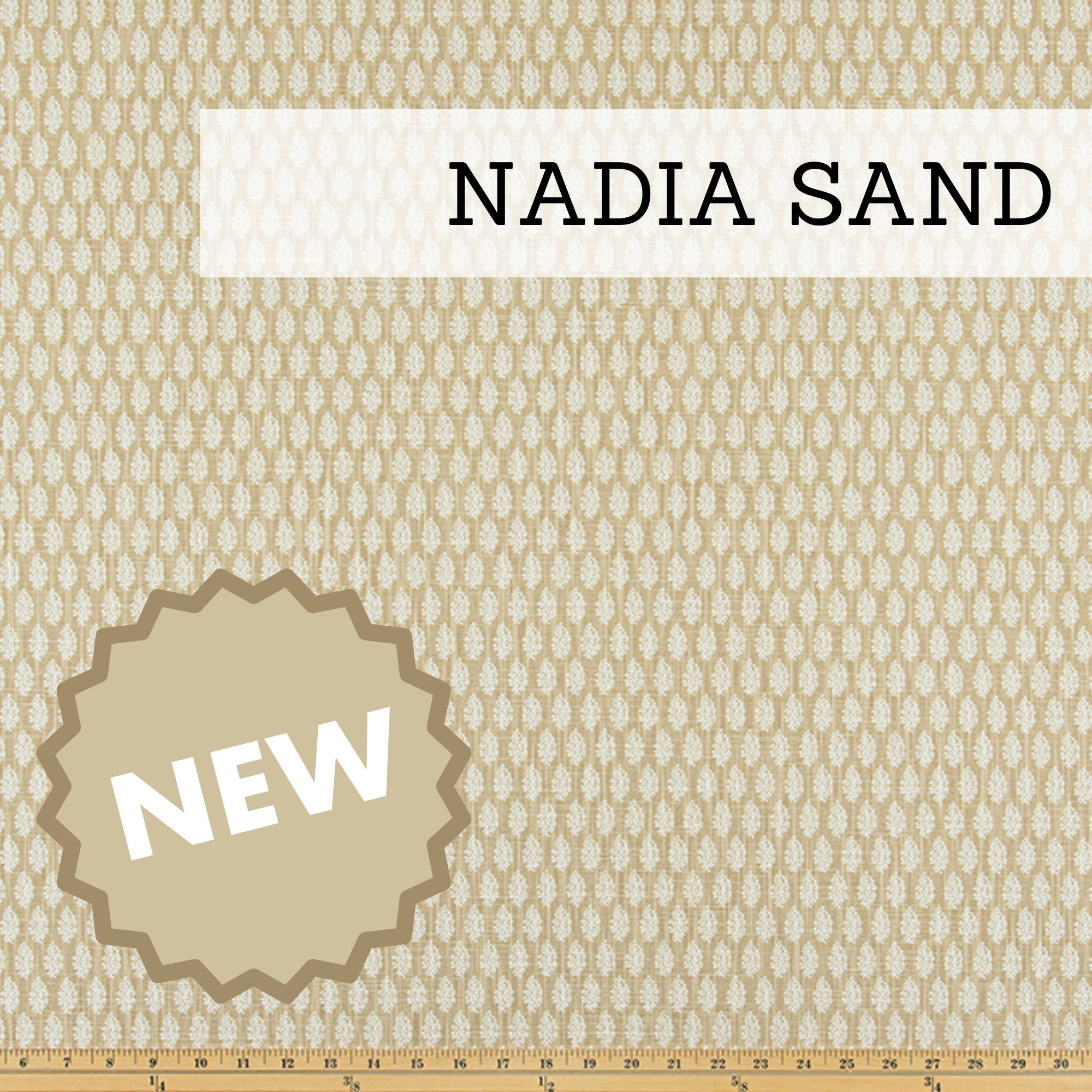 swatch of sand colored leaf fabric for glider rocker replacement cushions, wingback glider replacement cushions, traditional rocking chair cushions, arm rest covers or ottoman cushions