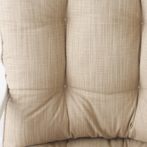 Glider replacement cushions in beige fabric on glider rocker